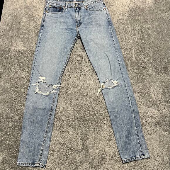 Levis 512 Jeans Mens 33 X34 Blue Tapered Leg Slim Fit Stretch Medium Wash Denim - Picture 1 of 12